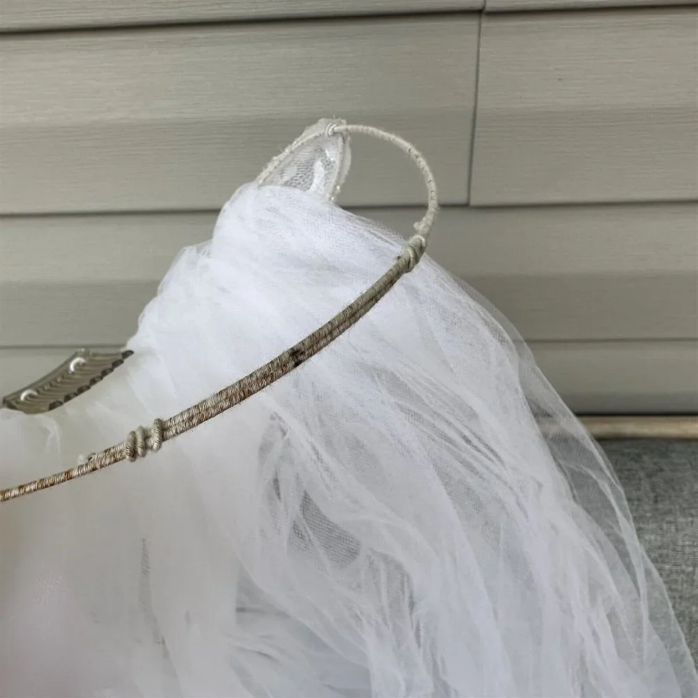 First Communion Veil and Bridal Veil Vintage Lot of 4 Netting Lace Beaded